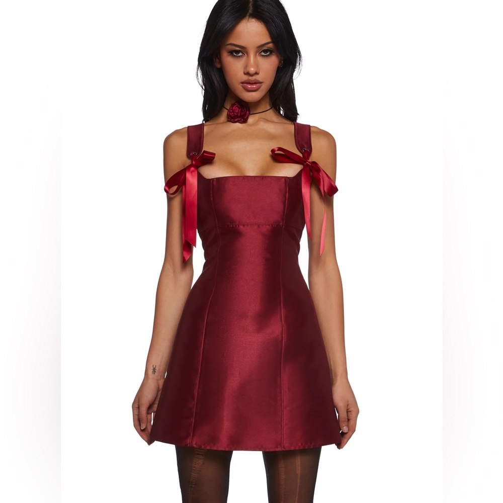Elegant Burgundy Satin Dress